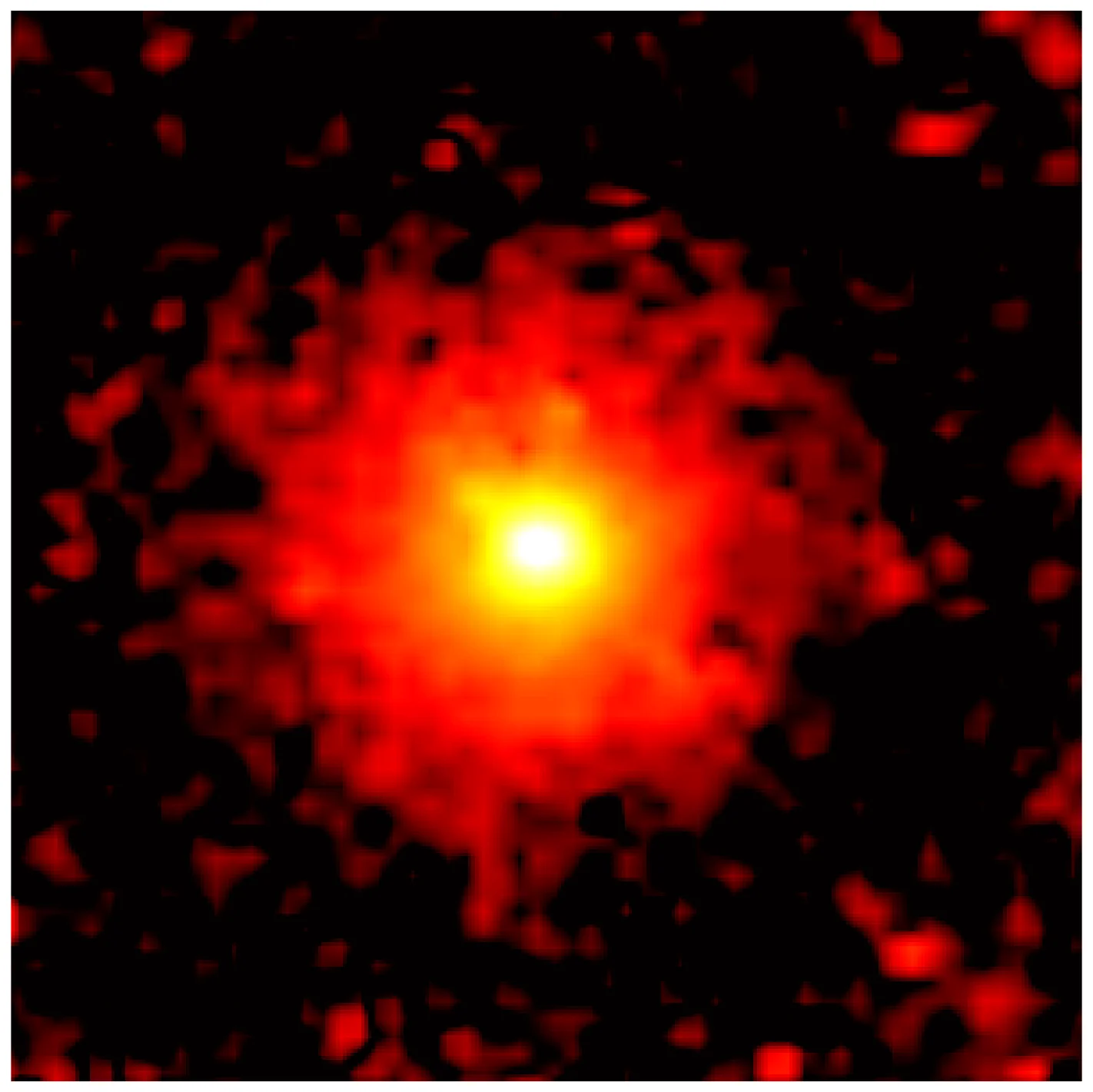 SPHEREx telescope images showing the massive 348,000 km CO2 gas envelope surrounding 3I/ATLAS, with the bright coma extending far beyond the central nucleus